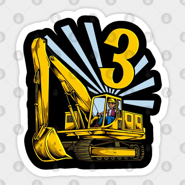 Excavator 3 year old birthday Sticker by Modern Medieval Design